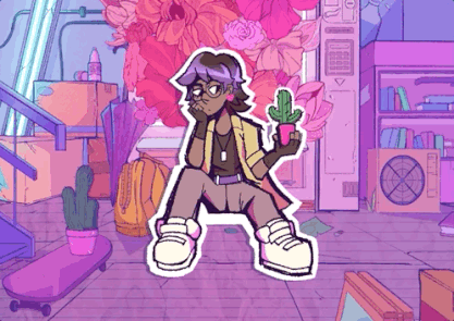 val-title-gif illustration of person holding a cactus on sidewalk